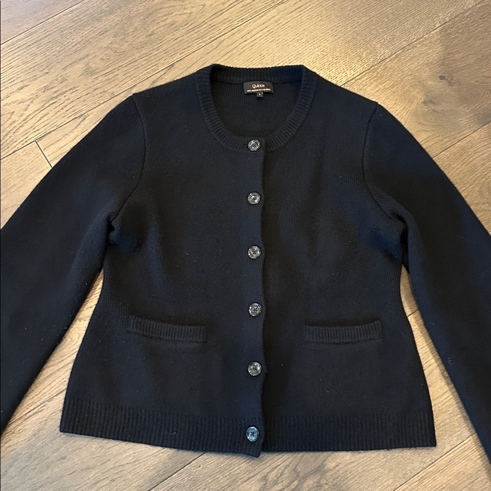 Quince Black Women's Mongolian Cashmere Cardigan - Picture 3 of 5